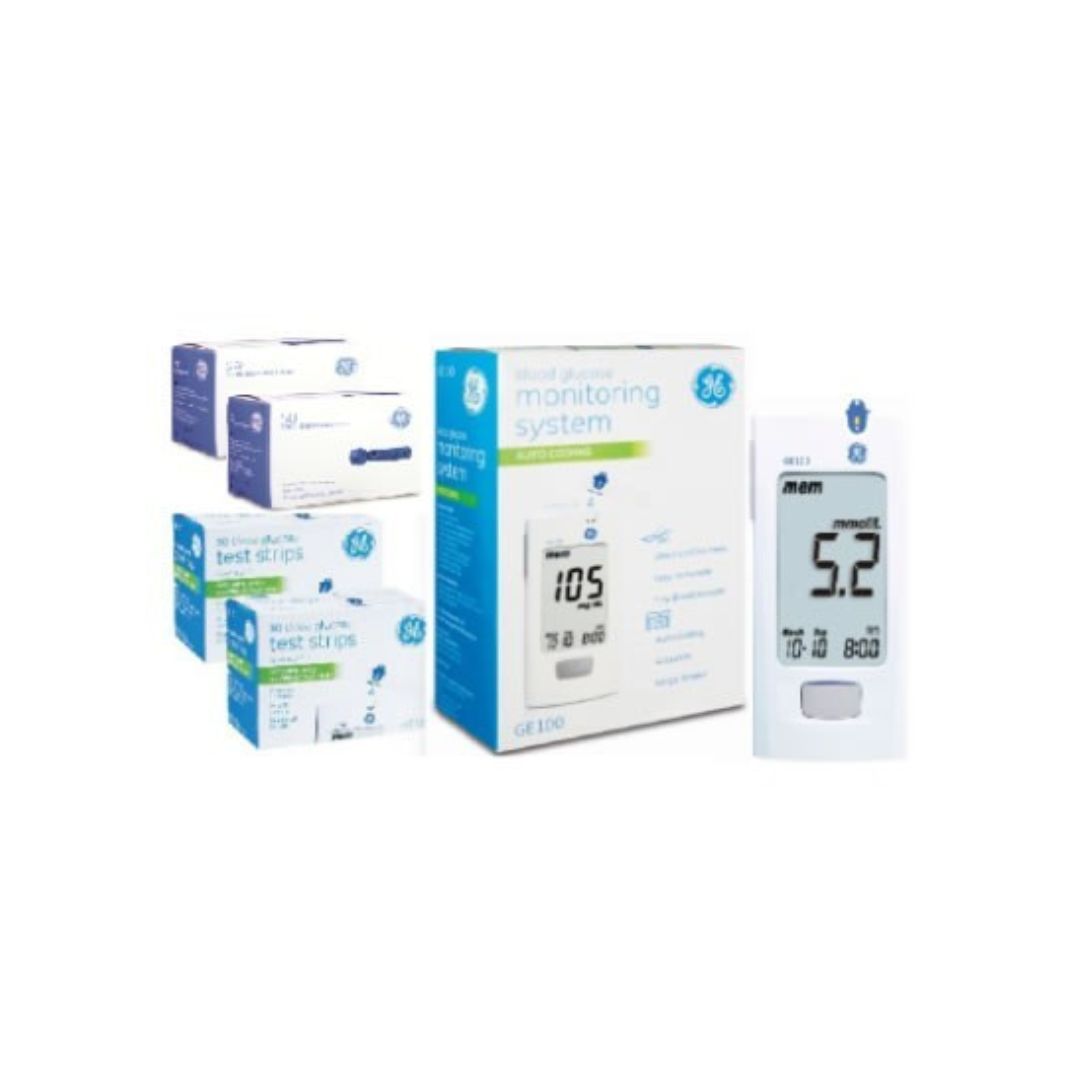 GE100ES Glucose meter set (1meter+stripsx2box+lancetsx2box)-12200195